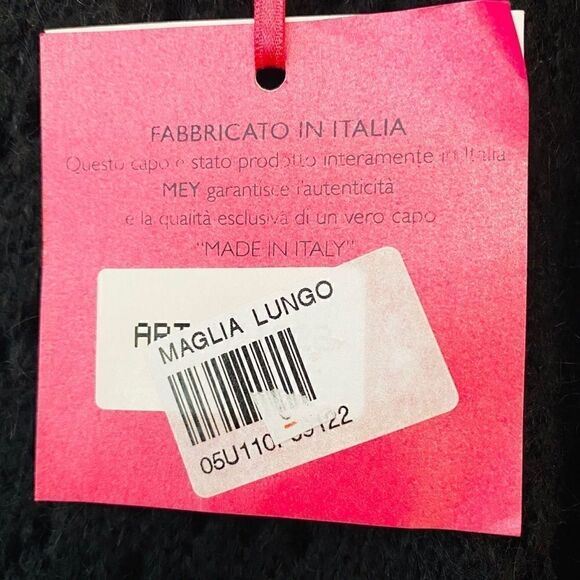Mey NWT Italian Mohair Maglia Black Flared Long Sleeve Crochet Sweater - Picture 4 of 9